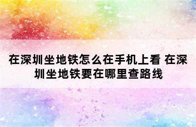 在深圳坐地铁怎么在手机上看 在深圳坐地铁要在哪里查路线